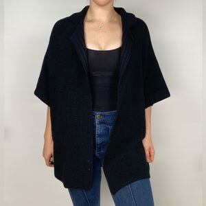 EILEEN FISHER Silk Crinkle Crepe Textured Short‎ Sleeve Cardigan Open Front